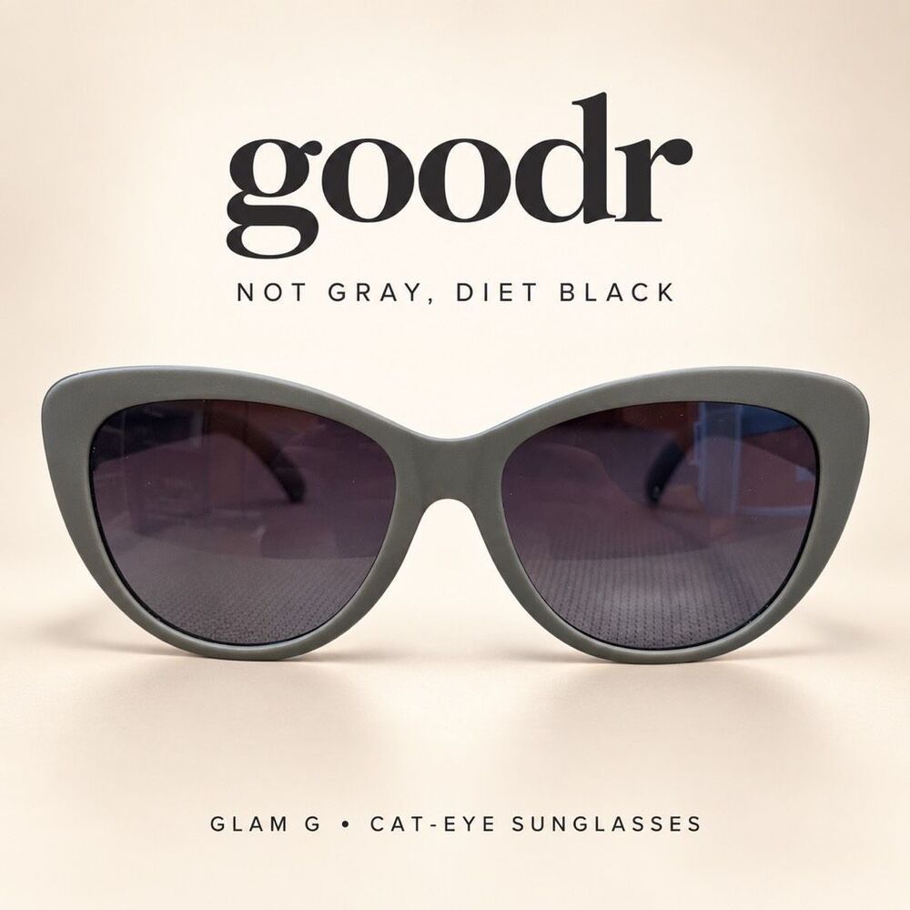 goodr GLAM G Not Gray Diet Black Polarized Cat Eye Sunglasses